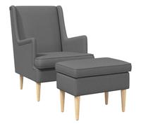 vidaXL Fauteuil avec Pouf 2 pc Gris foncé Tissu