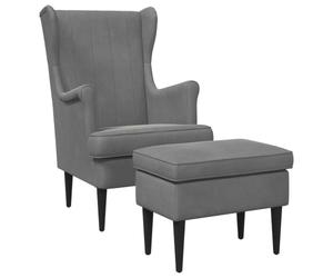 vidaXL Fauteuil avec Pouf 2 pc Gris foncé Velours