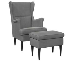 vidaXL Fauteuil avec Pouf 2 pc Gris foncé Velours