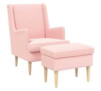vidaXL Fauteuil avec Pouf 2 pc Rose Bouclé