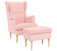 vidaXL Fauteuil avec Pouf 2 pc Rose Bouclé