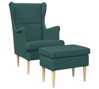 vidaXL Fauteuil avec Pouf 2 pc Vert foncé Tissu