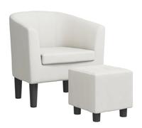 vidaXL Fauteuil cabriolet avec repose-pied en similicuir blanc