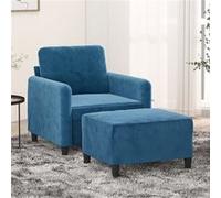 vidaXL Fauteuil avec repose-pied Bleu 60 cm Velours3201173 Bleu G
