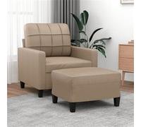 vidaXL Fauteuil avec repose-pied Cappuccino 60 cm Similicuir Marron G
