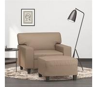 vidaXL Fauteuil avec repose-pied Cappuccino 60 cm Similicuir3201163 Marron G
