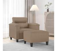 vidaXL Fauteuil avec repose-pied Cappuccino 60 cm Similicuir3201241 Marron G