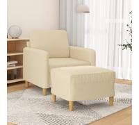 vidaXL Fauteuil avec repose-pied Crème 60 cm Tissu
