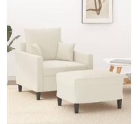 vidaXL Fauteuil avec repose-pied Crème 60 cm Velours
