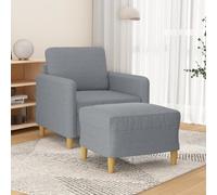 vidaXL Fauteuil avec repose-pied Gris clair 60 cm Tissu