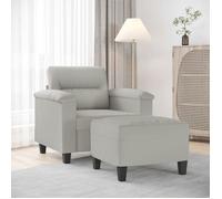Vidaxl Fauteuil Avec Repose-Pied Gris Clair 60 Cm Tissu Microfibre Gris