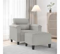 Vidaxl Fauteuil Avec Repose-Pied Gris Clair 60 Cm Tissu Microfibre Gris
