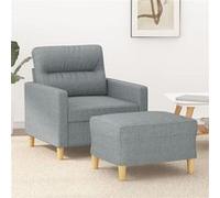 Fauteuil avec repose-pied Gris clair 60 cm Tissu3201065