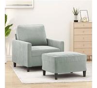 Fauteuil avec repose-pied Gris clair 60 cm Velours3201045