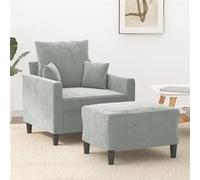 Fauteuil avec repose-pied Gris clair 60 cm Velours3201097