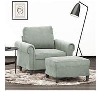 vidaXL Fauteuil avec repose-pied 60 cm Velours Gris clair 3201205