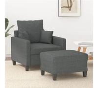 Vidaxl Fauteuil Avec Repose-Pied Gris Foncé 60 Cm Tissu Gris