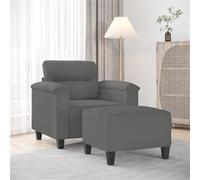 vidaXL Fauteuil avec repose-pied Gris foncé 60 cm Tissu microfibre