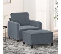 vidaXL Fauteuil avec repose-pied Gris foncé 60 cm Velours