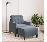 vidaXL Fauteuil avec repose-pied Velours 3278258 Gris foncé 60 cm