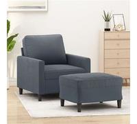 vidaXL Fauteuil avec repose-pied Gris foncé 60 cm Velours3201046 Gris foncé G