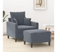 Fauteuil avec repose-pied Gris foncé 60 cm Velours3201098