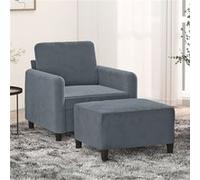 vidaXL Fauteuil avec repose-pied Gris foncé 60 cm Velours
