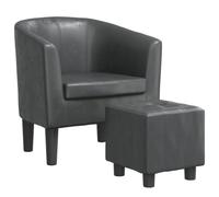vidaXL Fauteuil cabriolet 356492 avec repose-pied, dossier et accoudoirs en similicuir Gris