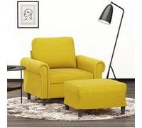 Fauteuil avec repose-pied jaune 60 cm velours3201211