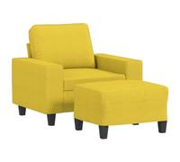 vidaXL Fauteuil avec repose-pied – Tissu jaune clair, 60 cm