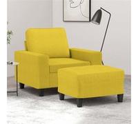 vidaXL Fauteuil avec repose-pied – Tissu jaune clair, 60 cm
