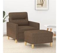 vidaXL Fauteuil avec repose-pied Marron 60 cm Tissu3201068 Marron G