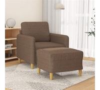 vidaXL Fauteuil avec repose-pied Marron 60 cm Tissu3201187 Marron G