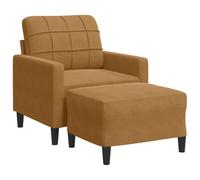 vidaXL Fauteuil avec Repose-Pied Marron 60 cm Velours, Chaise de canapé, canapé, Fauteuil de Club, canapé Simple, canapé Confortable, siège de canapé