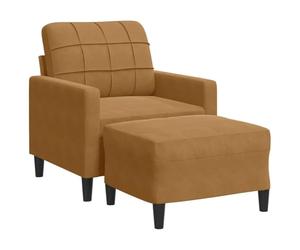 vidaXL Fauteuil avec Repose-Pied Marron 60 cm Velours, Chaise de canapé, canapé, Fauteuil de Club, canapé Simple, canapé Confortable, siège de canapé