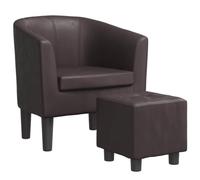 vidaXL Fauteuil cabriolet avec repose-pied, dossier et accoudoirs – Marron similicuir