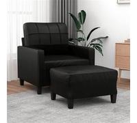 vidaXL Fauteuil avec repose-pied Similicuir Noir 60 cm