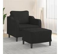 vidaXL Fauteuil avec repose-pied Noir 60 cm Tissu, canapé, fauteuil, fauteuil TV, canapé simple, canapé, canapé relax, 3201131