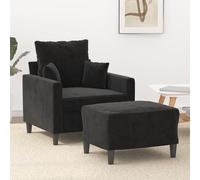 vidaXL Fauteuil avec repose-pied Noir 60 cm Velours