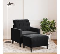 Fauteuil avec repose-pied Noir 60 cm Velours, chaise de canapé, canapé, fauteuil de club, canapé simple, canapé confortable, siège de canapé