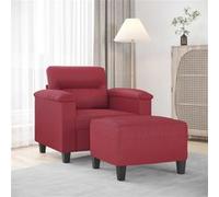 vidaXL Fauteuil avec repose-pied Rouge bordeaux 60 cm Similicuir