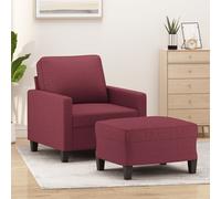 vidaXL Fauteuil avec repose-pied Rouge bordeaux 60 cm Tissu Rouge