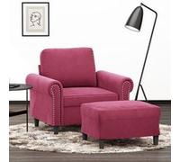 Fauteuil avec repose-pied Rouge bordeaux 60 cm Velours3201209