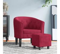 Vidaxl Fauteuil Avec Repose-Pied Rouge Bordeaux Velours Rouge