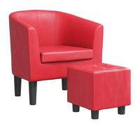 vidaXL Fauteuil avec Repose-Pied Rouge Similicuir