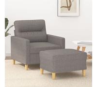 Vidaxl Fauteuil Avec Repose-Pied Taupe 60 Cm Tissu Gris
