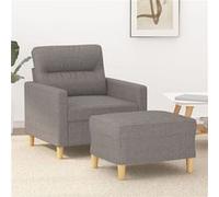 Vidaxl Fauteuil Avec Repose-Pied Taupe 60 Cm Tissu Gris