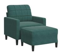 vidaXL Fauteuil avec repose-pied 60 cm Velours Vert foncé