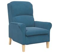 vidaXL Fauteuil Bleu Bleu Tissu, Bois Standard Ergonomique