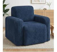 vidaXL Fauteuil Bleu Marine Velours côtelé, Fauteuil Moderne, Assise stylée pour Salon, Chambre, Fauteuil Fonctionnel, Meuble élégant, Confort Doux